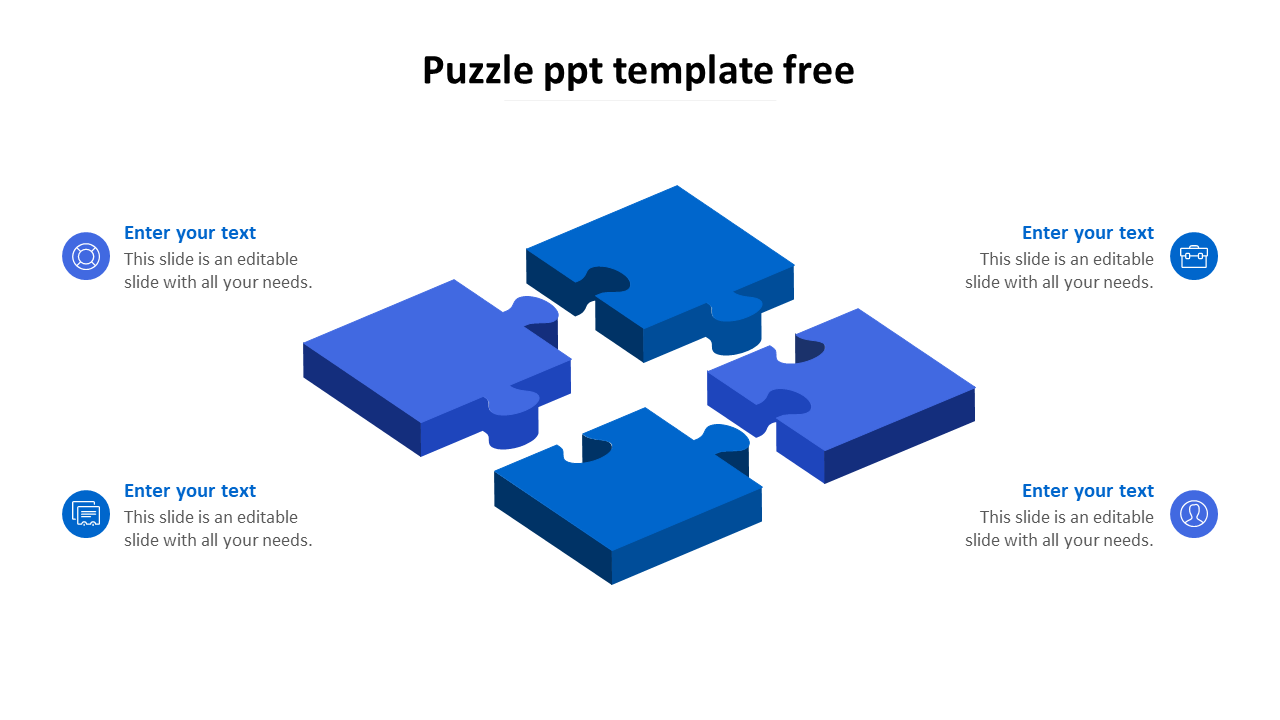 puzzle ppt template free-blue